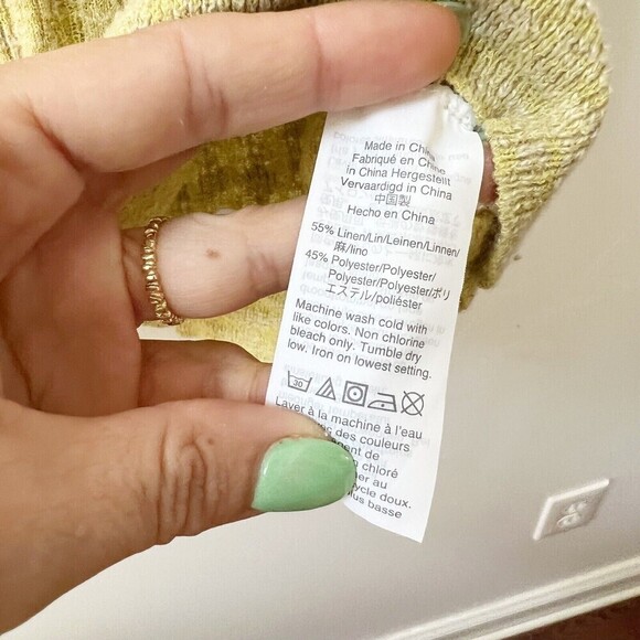 J. Crew Womens Green/Yellow Sz XXL Linen Ruffle Sleeveless Knit Blouse Top - Picture 4 of 8